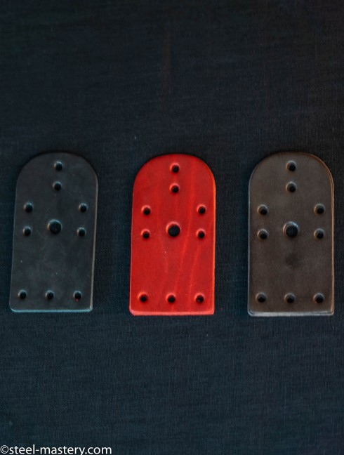 Leather lamellar plates, 10 holes (100 pieces in the set) Pezzi lamellari
