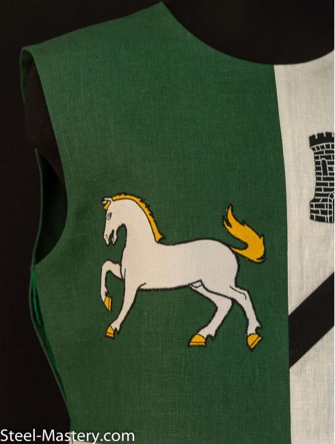 QUARTER COLORED TABARD WITH HORSES AND TOWERS Tabards