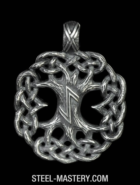 Viking Jewelry - Yggdrasil Pendant . Scandinavian Tree of Nine Worlds . Eihwaz rune Necklace .  Pendants