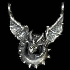 Sterling silver wyvern dragon pendant image-1