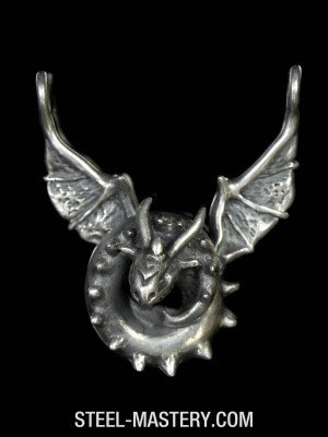 Sterling silver wyvern dragon pendant