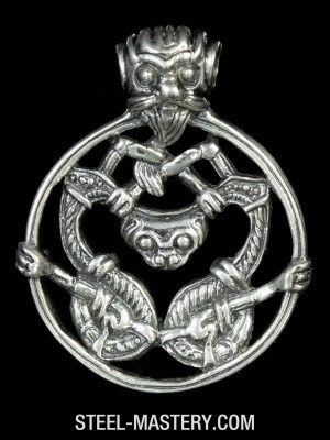 Viking twin dragons pendant