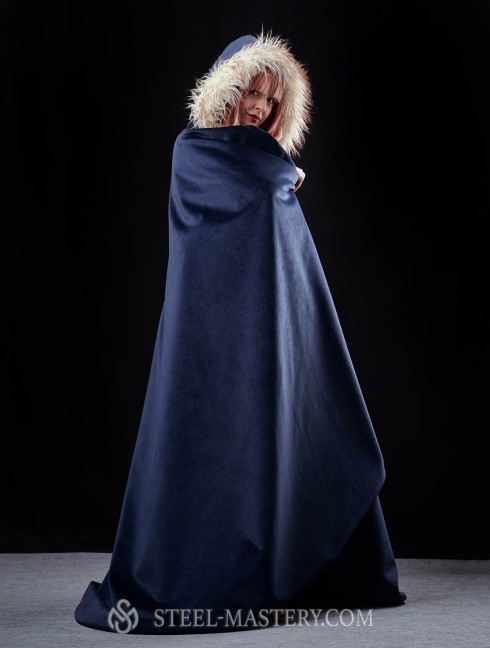 Medieval hooded cloak with fur  