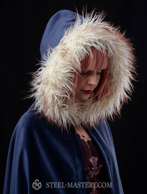 Medieval hooded cloak with fur  