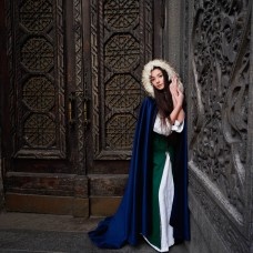 medieval hooded cloak with fur  image-1