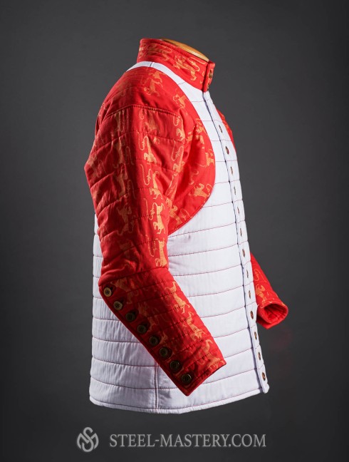 Gambeson of XIV- XV century with contrast sleeves and buttoned collar Gambeson
