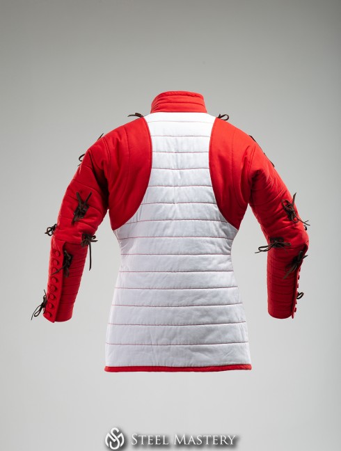Gambeson of XIV- XV century with contrast sleeves and buttoned collar Gambeson