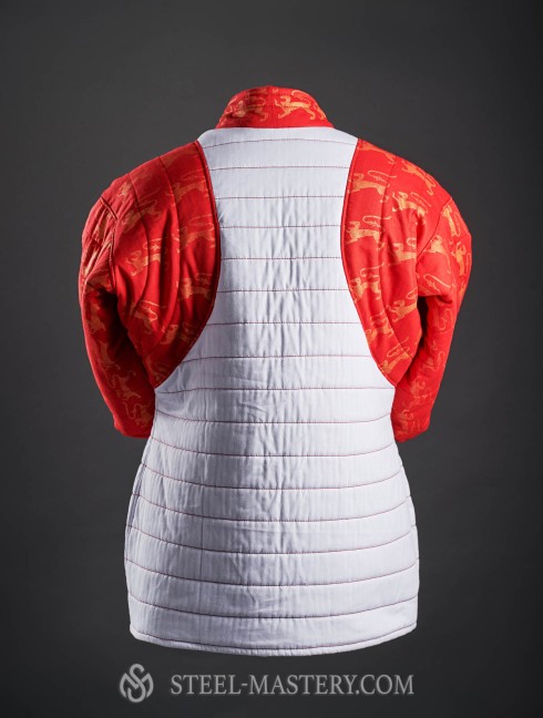 Gambeson of XIV- XV century with contrast sleeves and buttoned collar Gambison