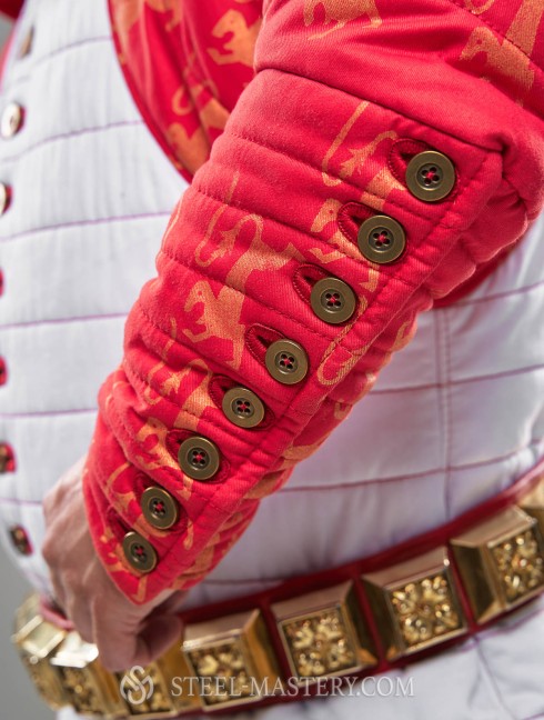 Gambeson of XIV- XV century with contrast sleeves and buttoned collar Gambeson