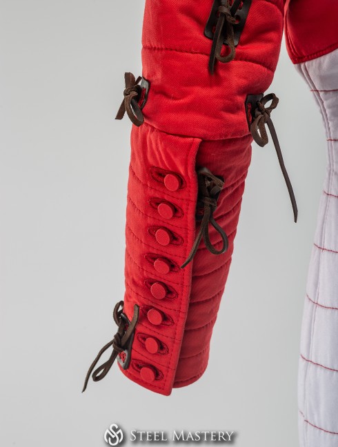 Gambeson of XIV- XV century with contrast sleeves and buttoned collar Gambison