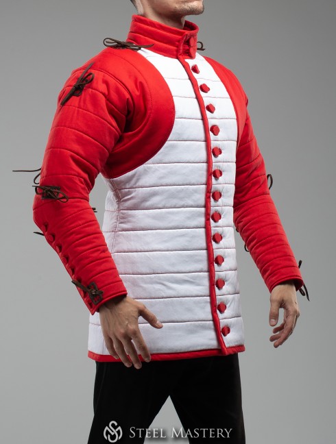 Gambeson of XIV- XV century with contrast sleeves and buttoned collar Gambesón.