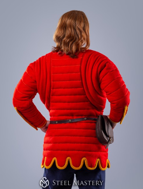 Gambeson of XIV- XV century with contrast sleeves and buttoned collar Gambeson