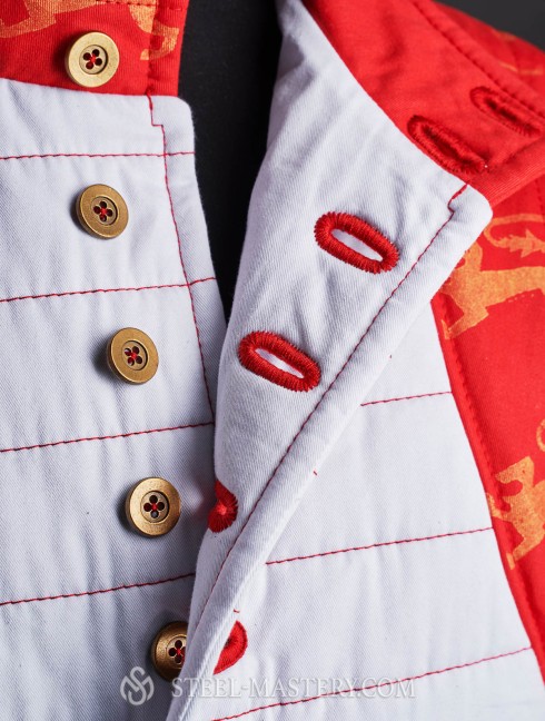 Gambeson of XIV- XV century with contrast sleeves and buttoned collar Gambeson