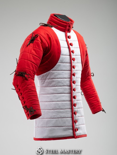 Gambeson of XIV- XV century with contrast sleeves and buttoned collar Gambison