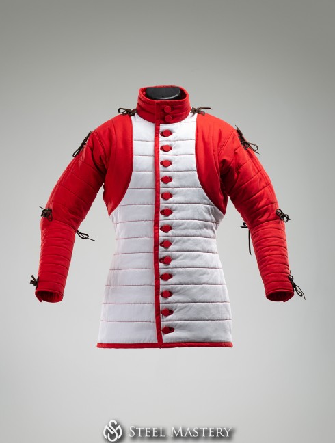 Gambeson of XIV- XV century with contrast sleeves and buttoned collar Gambison