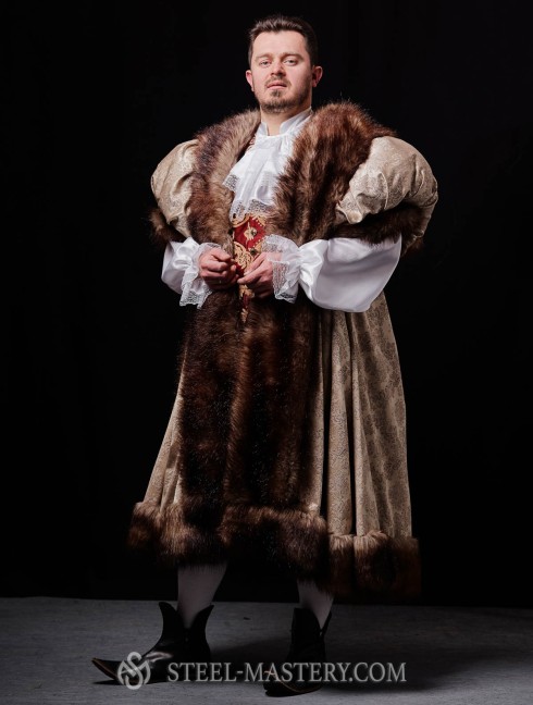 Royal king outfit with fur Men's fantasy costumes