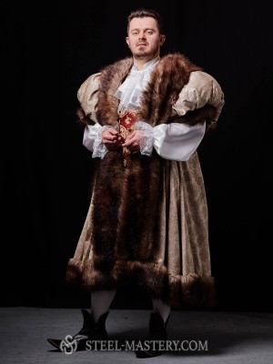 Royal king outfit with fur Men's fantasy costumes