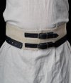 Natural linen belt for chausses with leather parts image-1