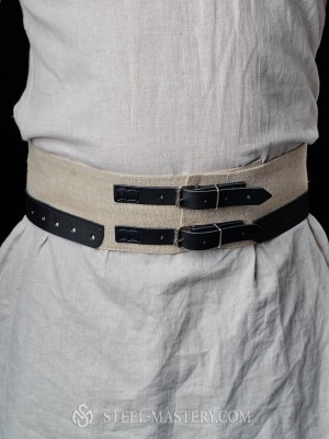 Natural linen belt for chausses with leather parts Ready to ship