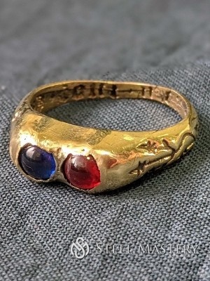 Medieval ring with two gems Gussteile