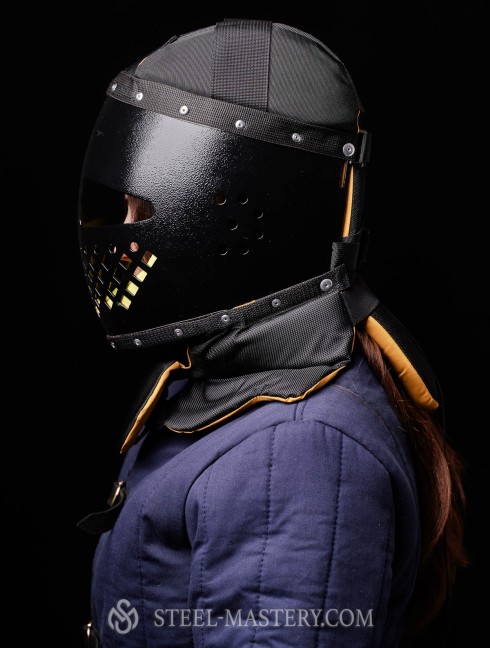 The HEMA helmet with an integrated neckpiece HEMA