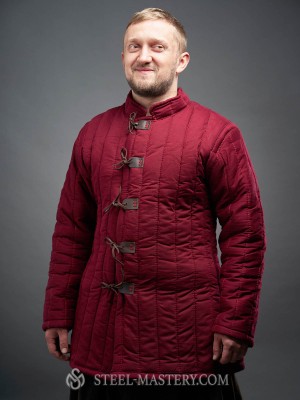 Wine-red cotton gambeson  Ready padded armour