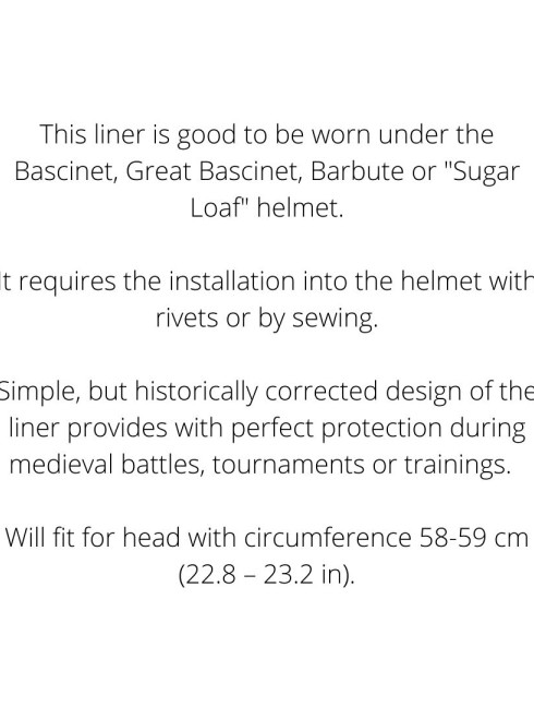 Blue liner for bascinet and barbute 