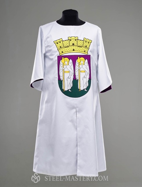 White cotton tabard with purple lining and decoration Alte Kategorien