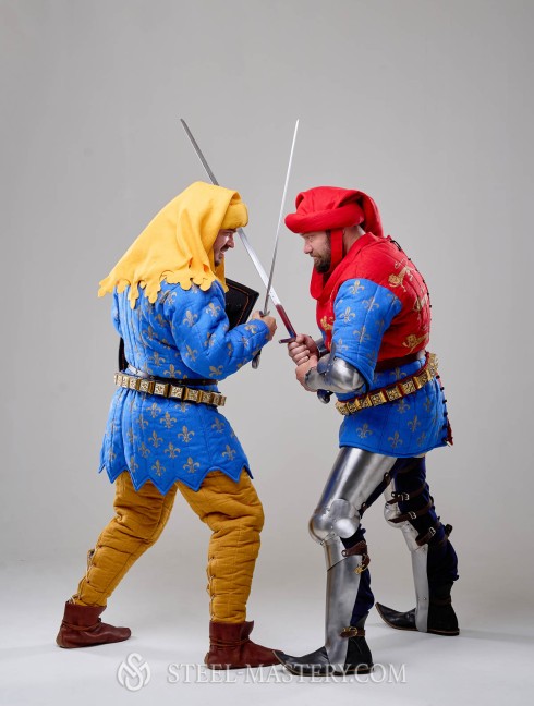 Costume of English knight from Battle of Poitiers, stylization Old categories