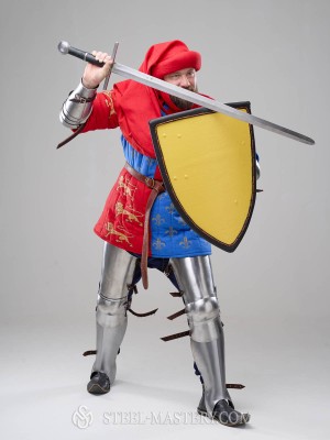 Costume of English knight from Battle of Poitiers, stylization Old categories
