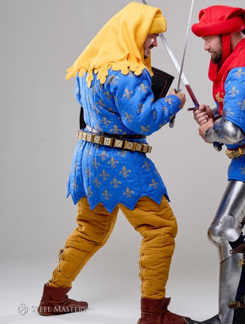 Costume of French knight from Battle of Poitiers, stylization Old categories