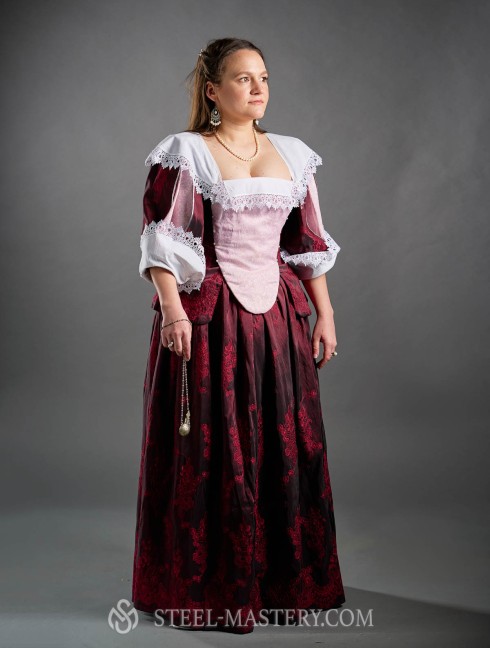 French Dress with Virago Sleeves, early XVIIth century  Categorías antiguas