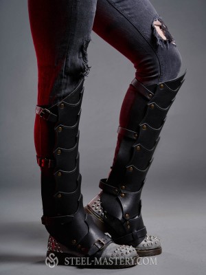 Leather greaves in Dragon style