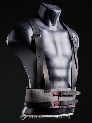 Grey belt with red quilting  Ready padded armour