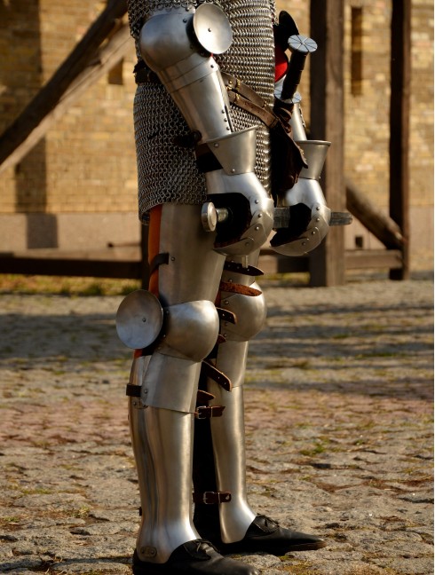 Full plate legs of the XIV-XV centuries, a part of Churburg style armor Plate armor