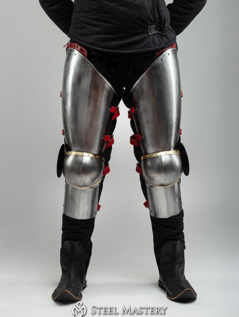 Full plate legs of the XIV-XV centuries, a part of Churburg style armor Plattenrüstungen