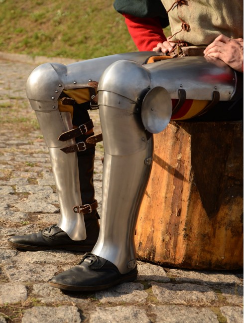 Full plate legs of the XIV-XV centuries, a part of Churburg style armor Plate armor