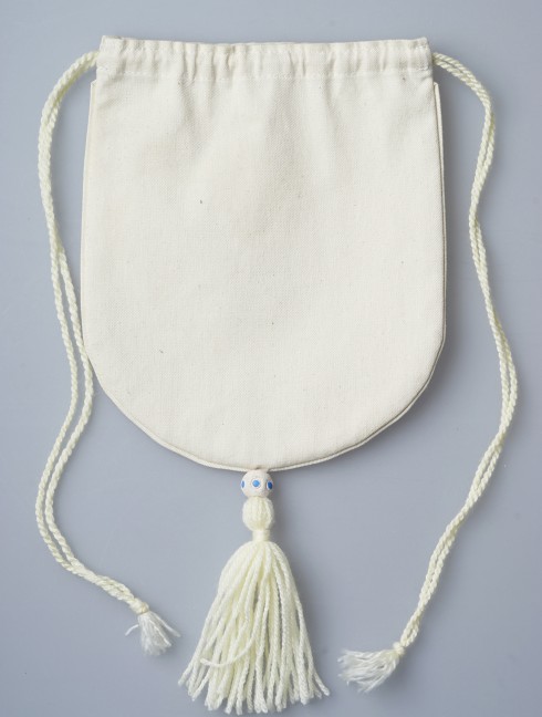 Medieval pouch with blue wavy trim Bags