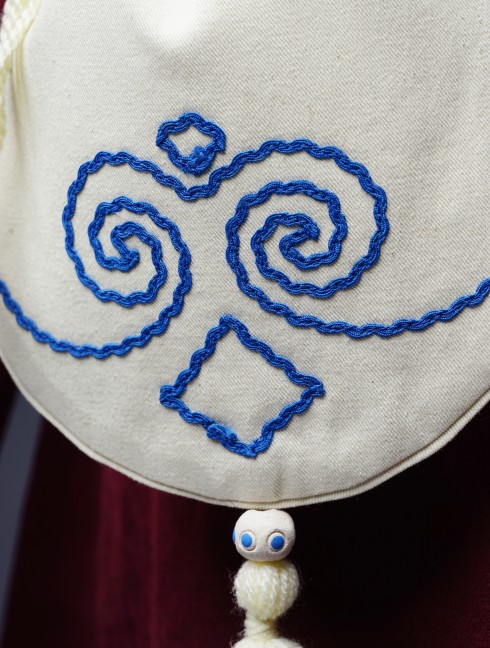 Medieval pouch with blue wavy trim Bags