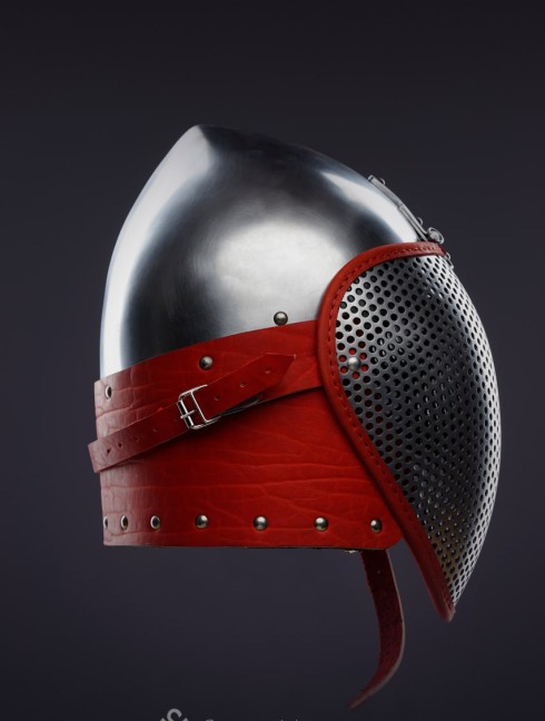 Fencing bascinet with a meshed visor for SCA/HEMA  Plate armor