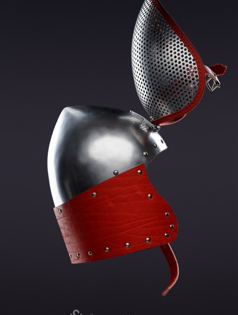 Fencing bascinet with a meshed visor for SCA/HEMA  Plattenrüstungen