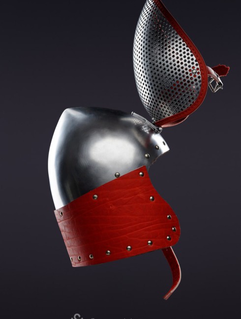 Fencing bascinet with a meshed visor for SCA/HEMA  Armure de plaques