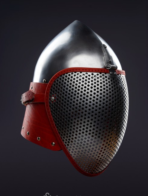 Fencing bascinet with a meshed visor for SCA/HEMA  Plattenrüstungen