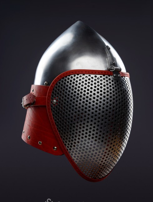 Fencing bascinet with a meshed visor for SCA/HEMA  Corazza
