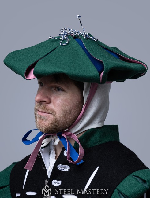 Landsknecht flower hat with hand-woven cord  Headwear