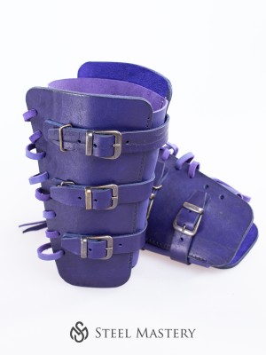 Purple leather bracers for LARP and fantasy events