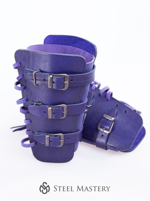 Purple leather bracers for LARP and fantasy events