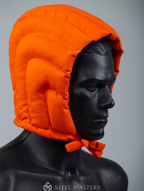 Padded orange cap for helmet  Armadura acolchada preparada