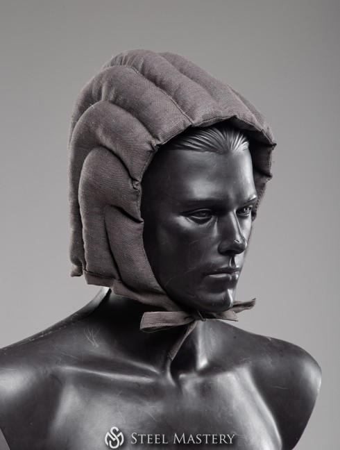 Padded grey cap for helmet Armures gambisonnées prêtes-à-porter