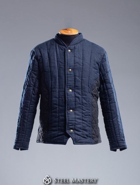 Linen dark blue jacket with black sides M size  Ready padded armour